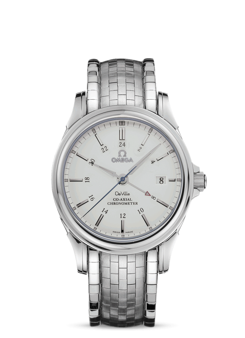 Omega 4533.31.00 : De Ville Co-Axial 38.7 GMT Stainless Steel / Silver / Bracelet