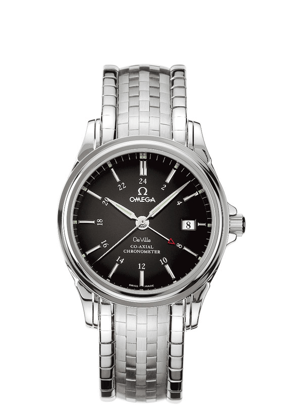 Omega 4533.51.00 : De Ville Co-Axial 38.7 GMT Stainless Steel / Black / Bracelet