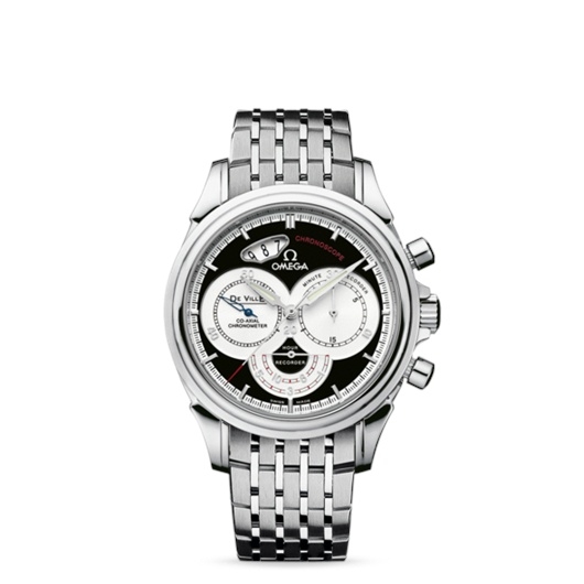 Omega 4550.50.00 : De Ville Co-Axial 41 Chronoscope Stainless Steel / Bracelet / Black
