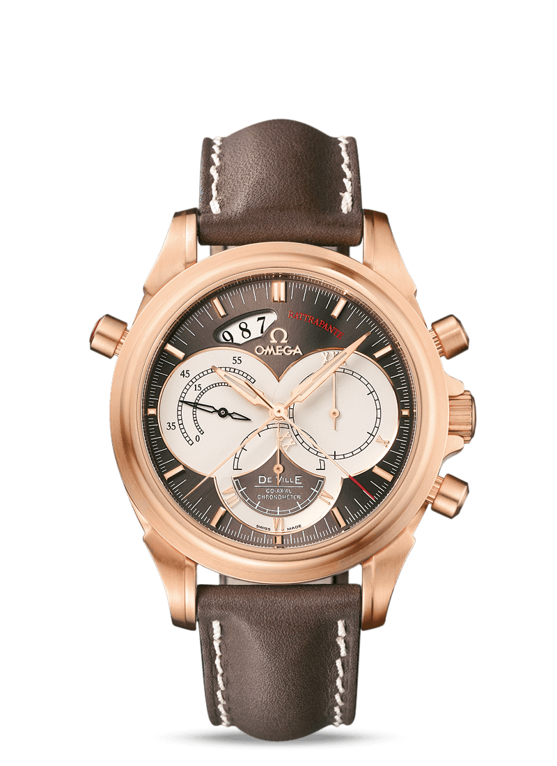 Omega 4648.60.37 : De Ville Co-Axial 41 Chronoscope Rattrapante Red Gold / Brown
