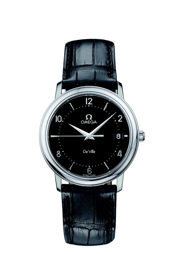 Omega 4810.50.01 : De Ville Prestige Quartz 34.4 Stainless Steel / Black