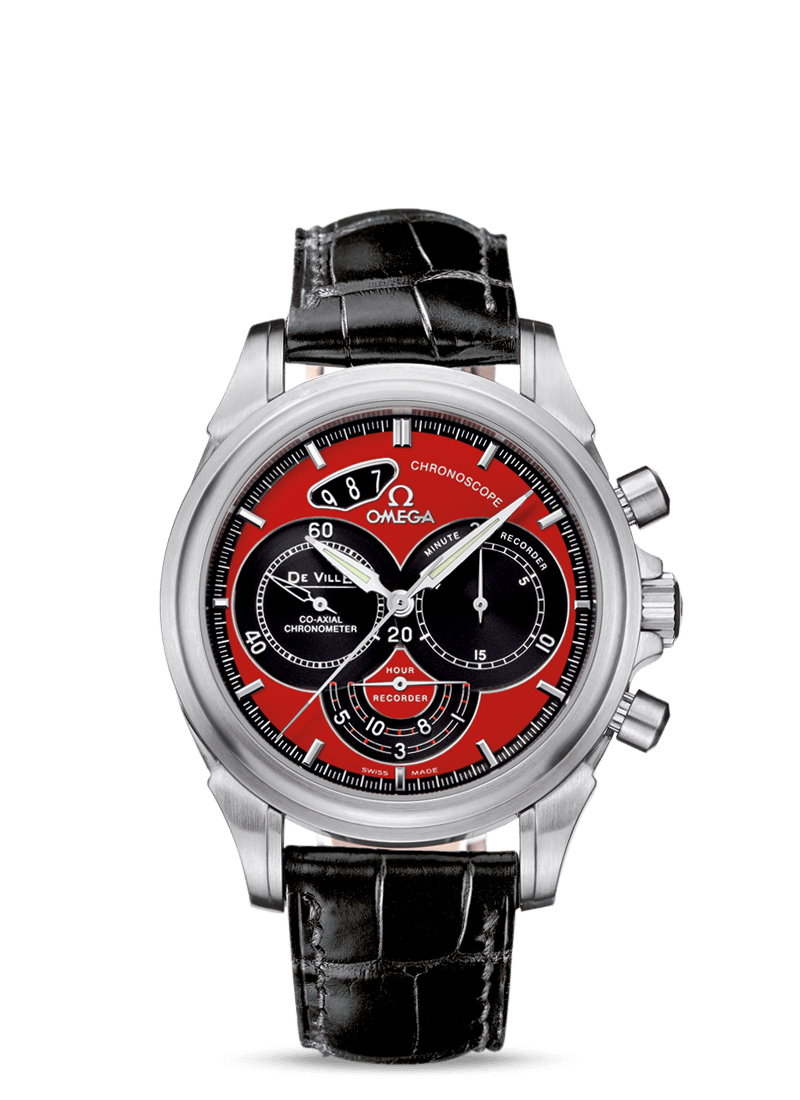 Omega 4851.61.31 : De Ville Co-Axial 41 Chronoscope Stainless Steel / Red
