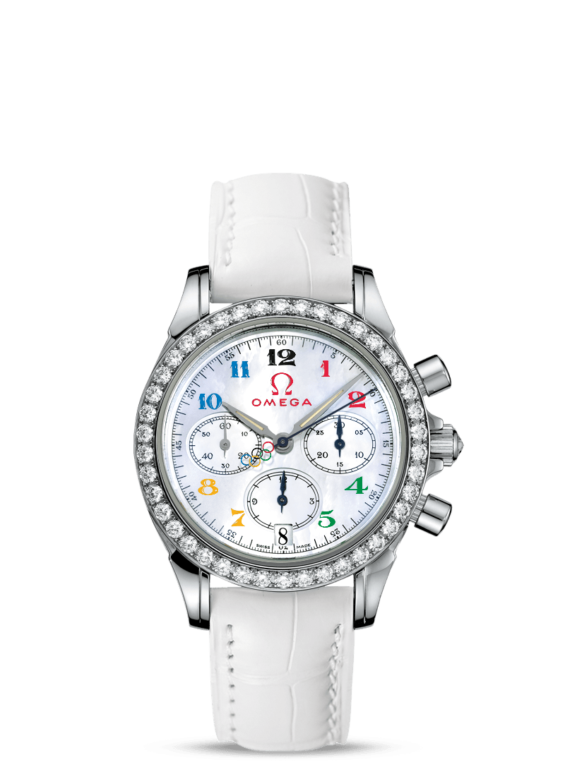 Omega 4876.70.36 : De Ville Co-Axial 35 Chronograph Stainless Steel / Diamond / MOP / Olympic Timeless