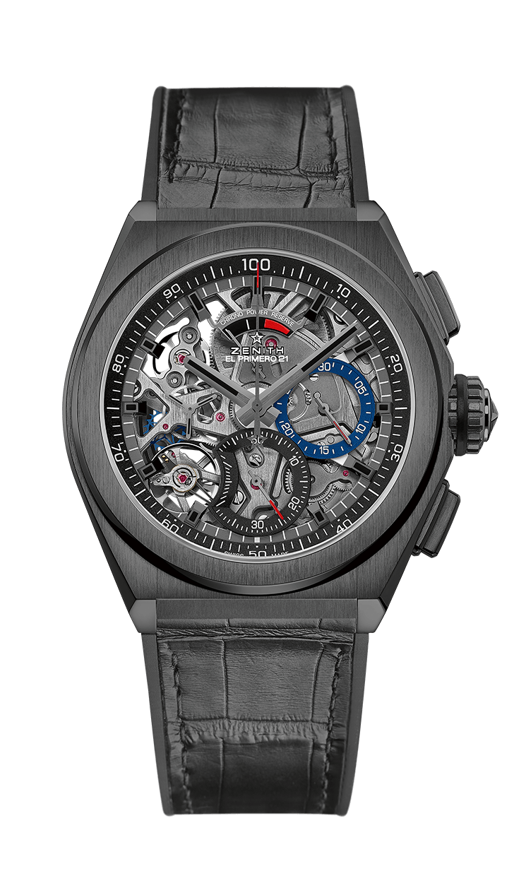 Zenith 49.9000.9004/78.R582 : Defy El Primero 21 Black Ceramic / Skeleton / Alligator