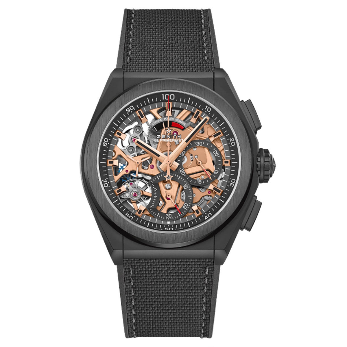 Zenith 49.9005.9004.72.R921 : Defy El Primero 21 Black Ceramic / Skeleton / Cordura / Park Lane