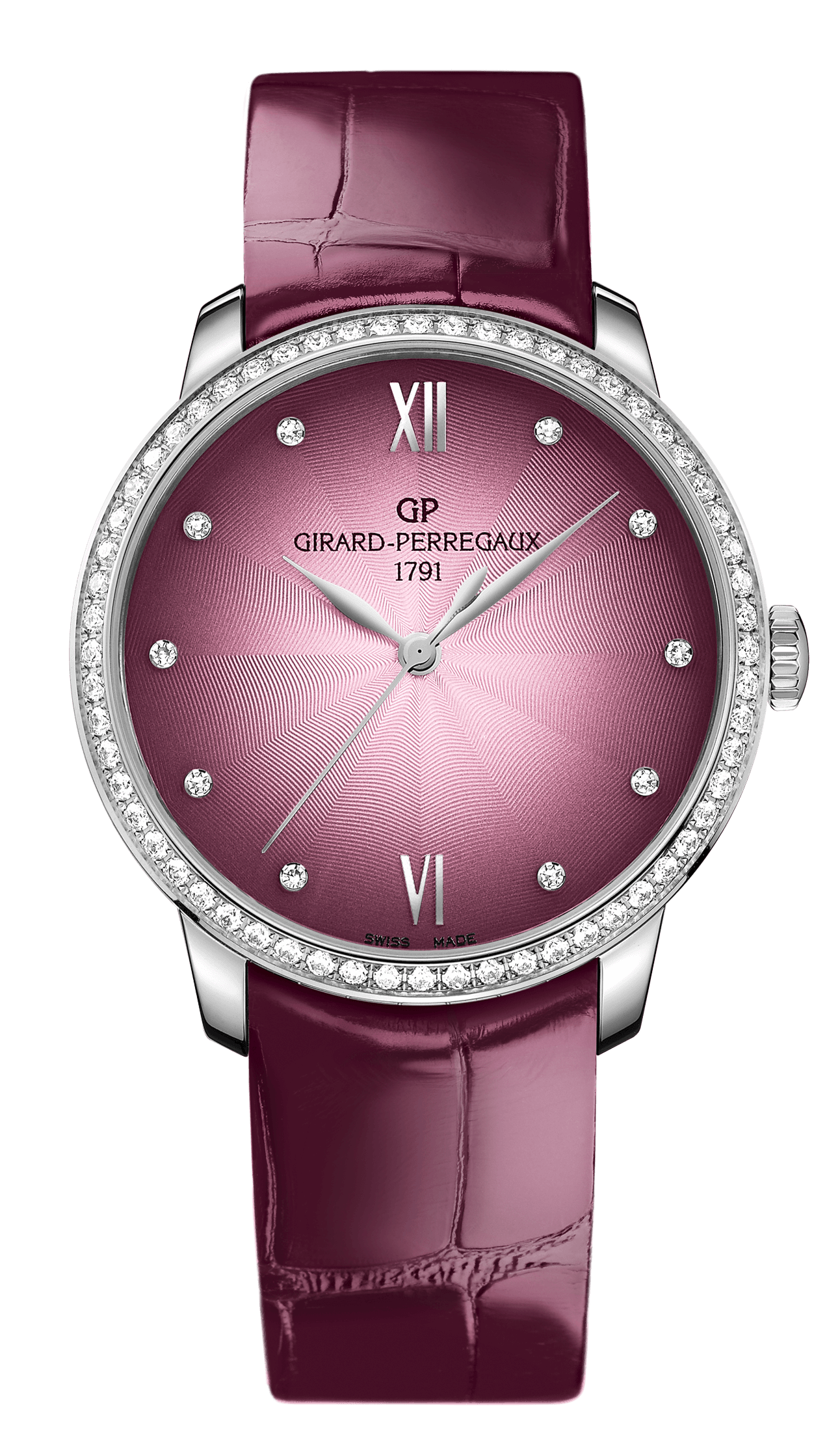 Girard-Perregaux 49523D11A1837CKDB : 1966 36mm Stainless Steel / Diamond / Pink / Alligator