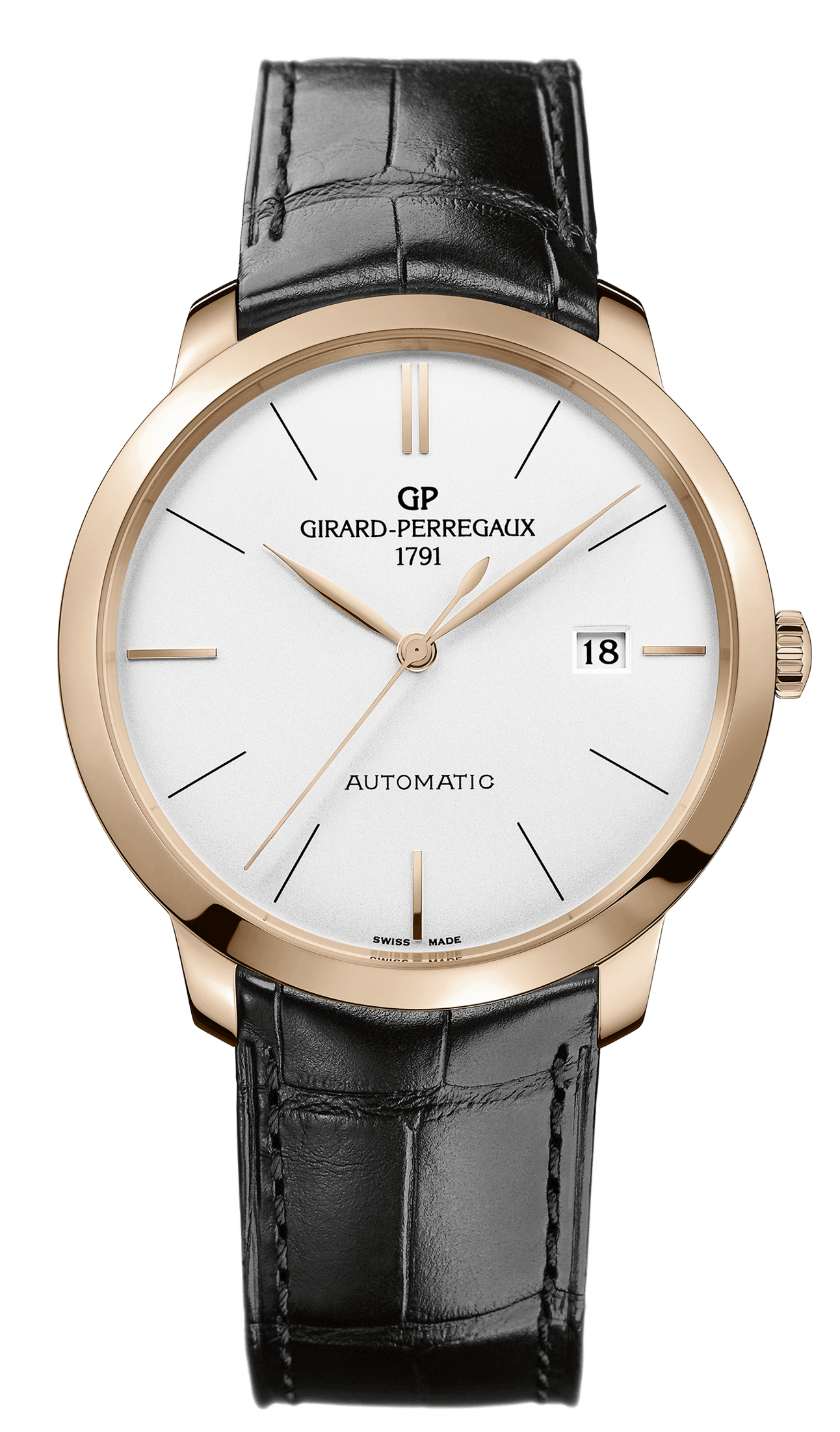 Girard-Perregaux 49555-52-132-BB60 : 1966 40 Pink Gold Black Alligator Strap