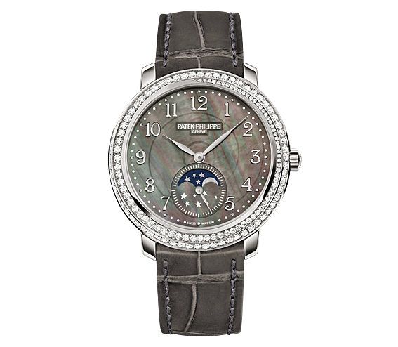 Patek Philippe 4968G-001 : Moonphase 4968 White Gold Black Mother of Pearl