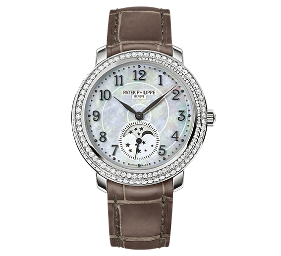 Patek Philippe 4968G-010 : Moonphase 4968 White Gold / White Mother of Pearl