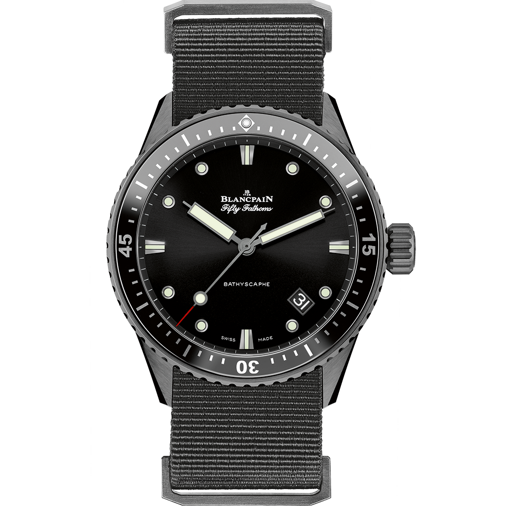 Blancpain 5000-0130-NABA : Fifty Fathoms Bathyscaphe Ceramic / Black / NATO