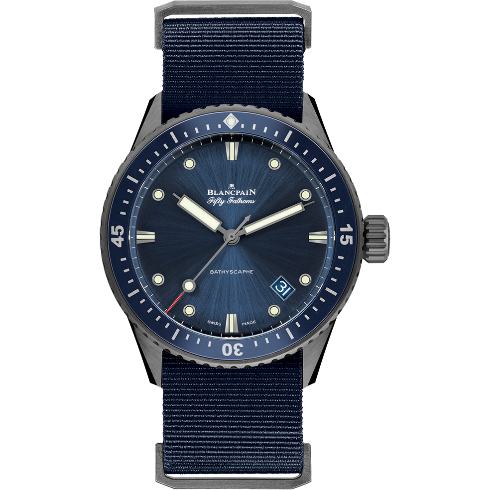 Blancpain 5000-0240-NAOA : Fifty Fathoms Bathyscaphe Ceramic / Blue / NATO