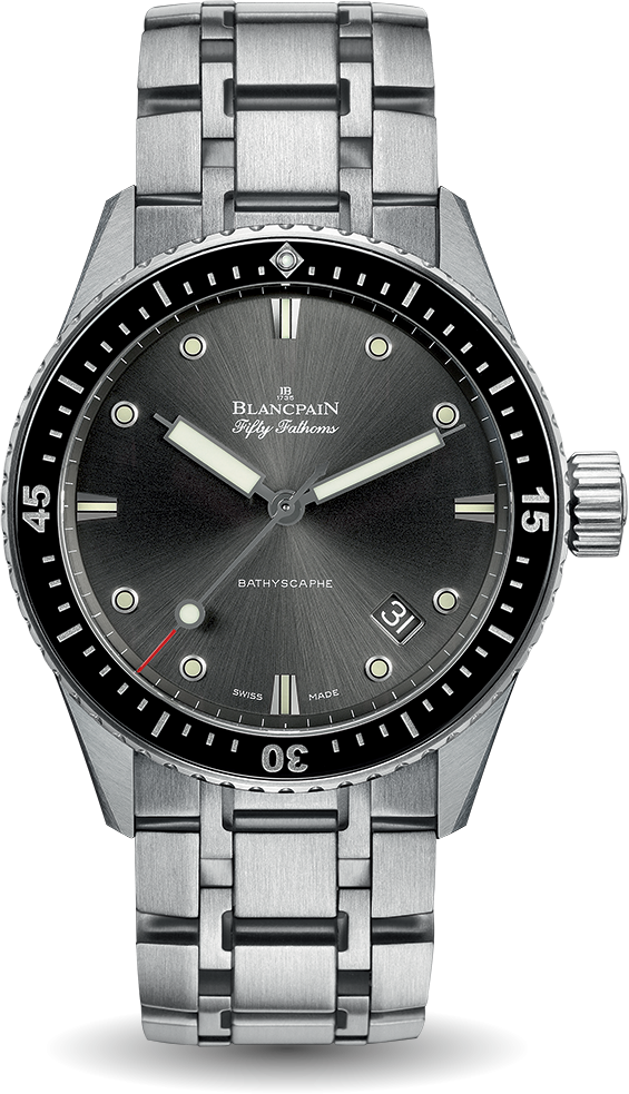 Blancpain 5000-1110-70B : Fifty Fathoms Bathyscaphe Stainless Steel / Grey / Bracelet