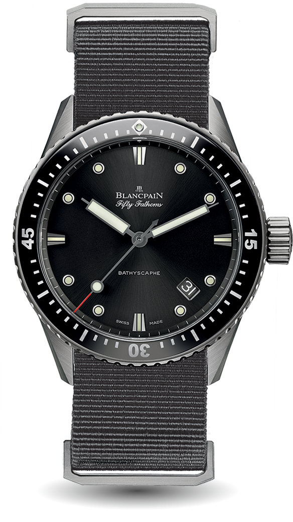 Blancpain 5000-1230-NABA : Fifty Fathoms Bathyscaphe Titanium / Black / Grey Nato