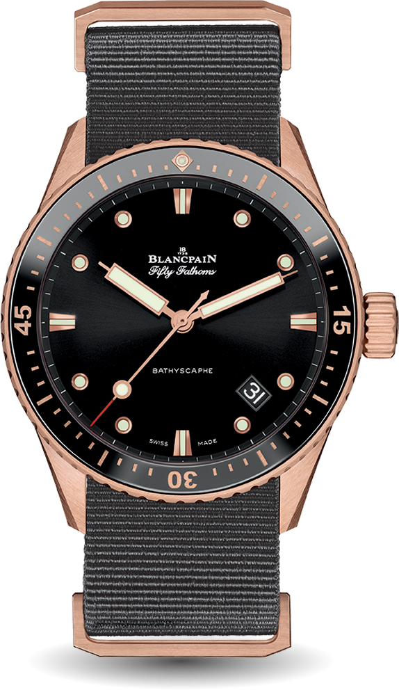 Blancpain 5000-36S30-NAB A : Fifty Fathoms Bathyscaphe Sedna Gold / Black / Grey Nato