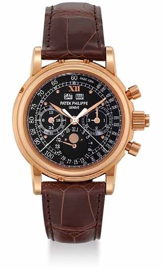 Patek Philippe 5004R_Black : Perpetual Calendar Split Seconds Chronograph 5004 Rose Gold / Black Roman