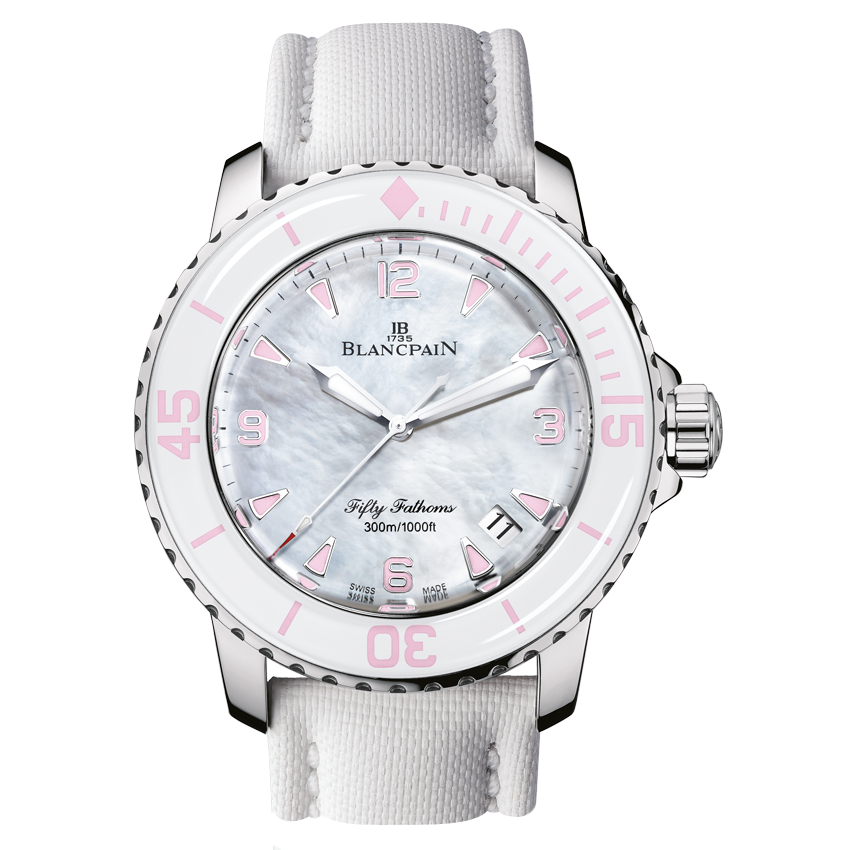 Blancpain  5015-1144-52 : Fifty Fathoms Automatique Stainless Steel / Mother of Pearl / White Canvas