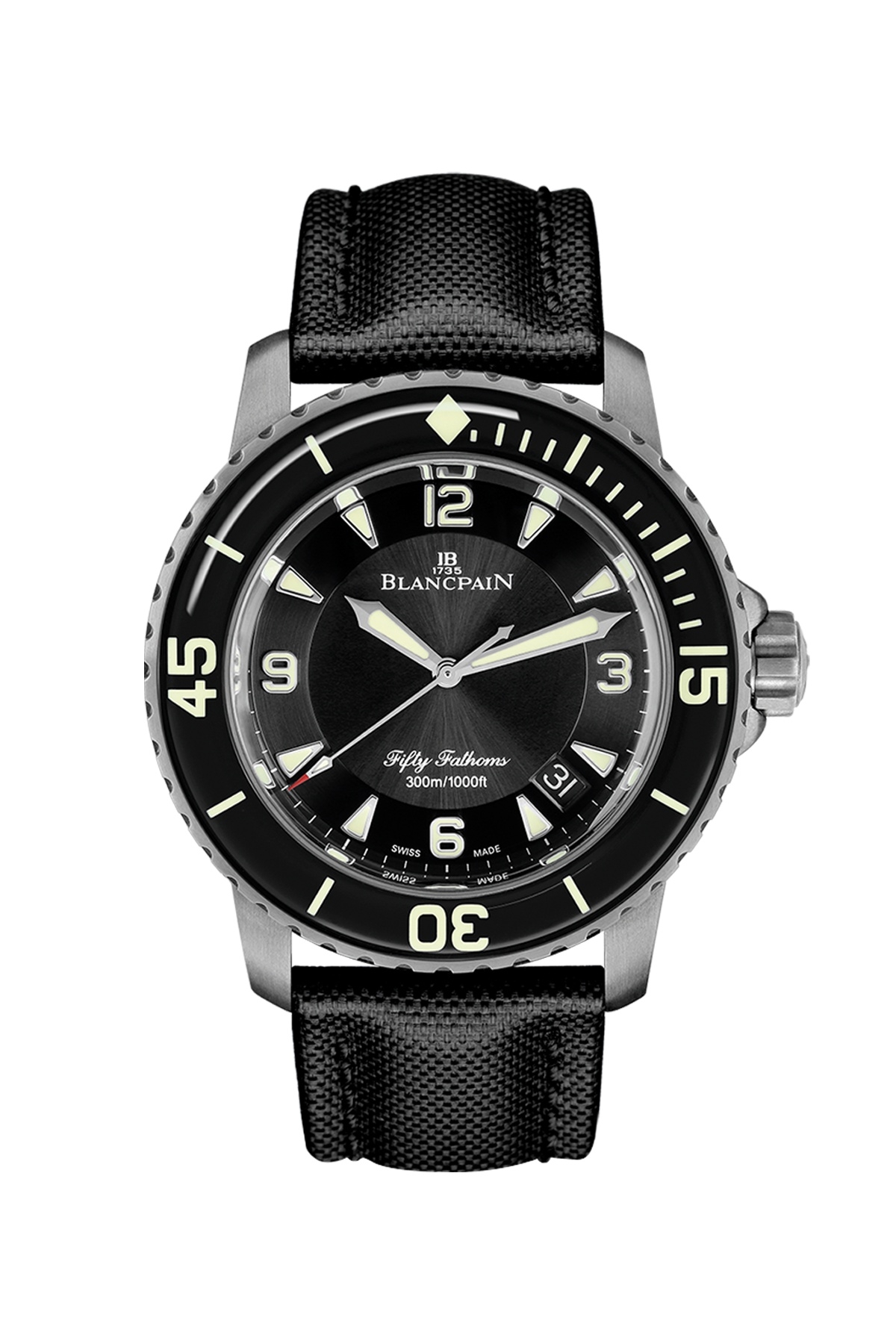 Blancpain 5015-12B30-B52B : Fifty Fathoms Automatique Titanium / Black / Sailcloth