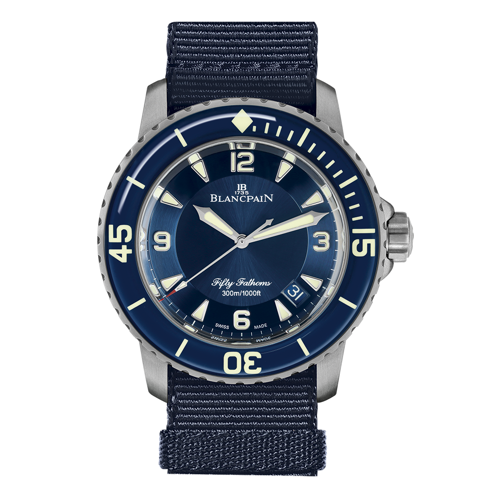 Blancpain 5015-12B40-NAOA : Fifty Fathoms Stainless Steel / Blue / Blue NATO