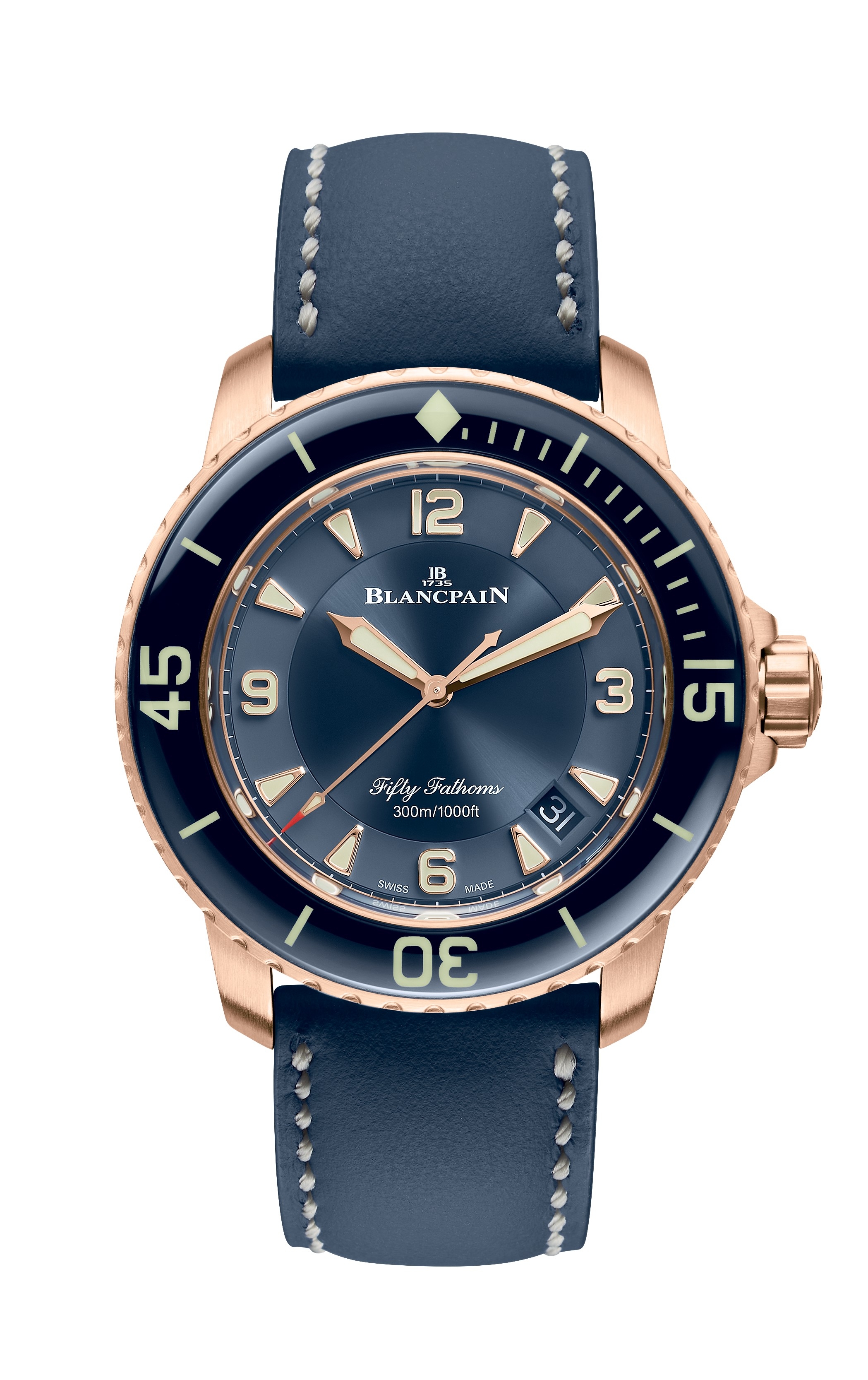 Blancpain 5015-3603C-63B : Fifty Fathoms Automatique Red Gold / Blue / Calf