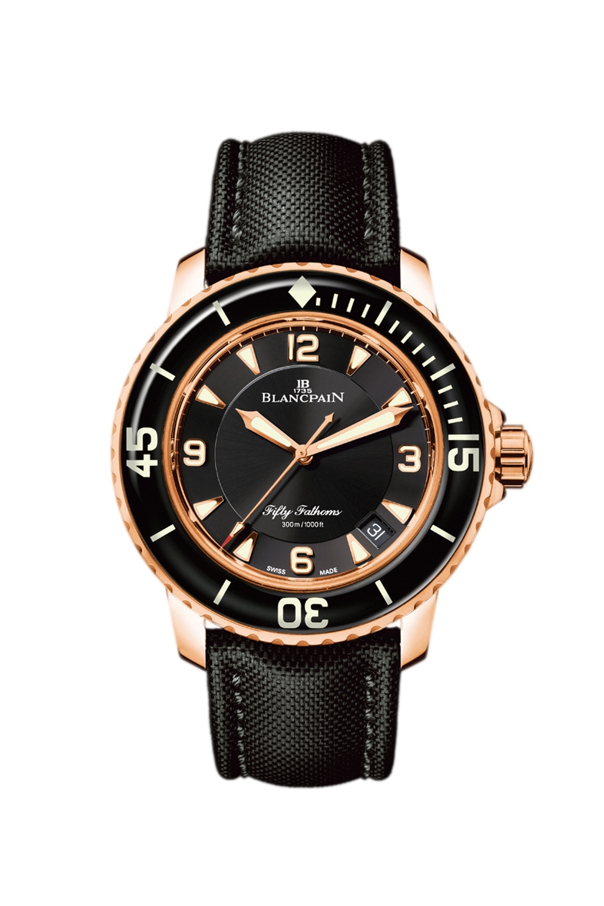 Blancpain 5015-3630-52A : Fifty Fathoms Automatique Red Gold / Black / Sailcloth