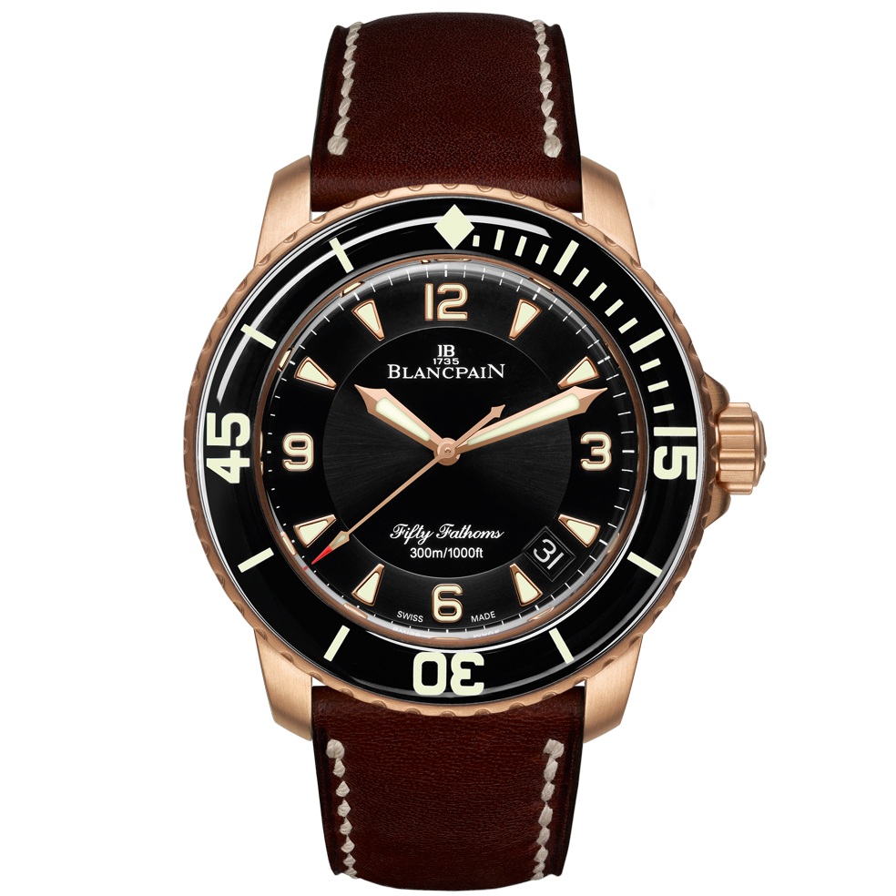 Blancpain 5015A-3630-63B : Fifty Fathoms Automatique Red Gold / Black / Brown Barennia