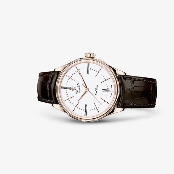 Rolex 50505-0010 : Cellini Time Everose / White / Alligator Brown