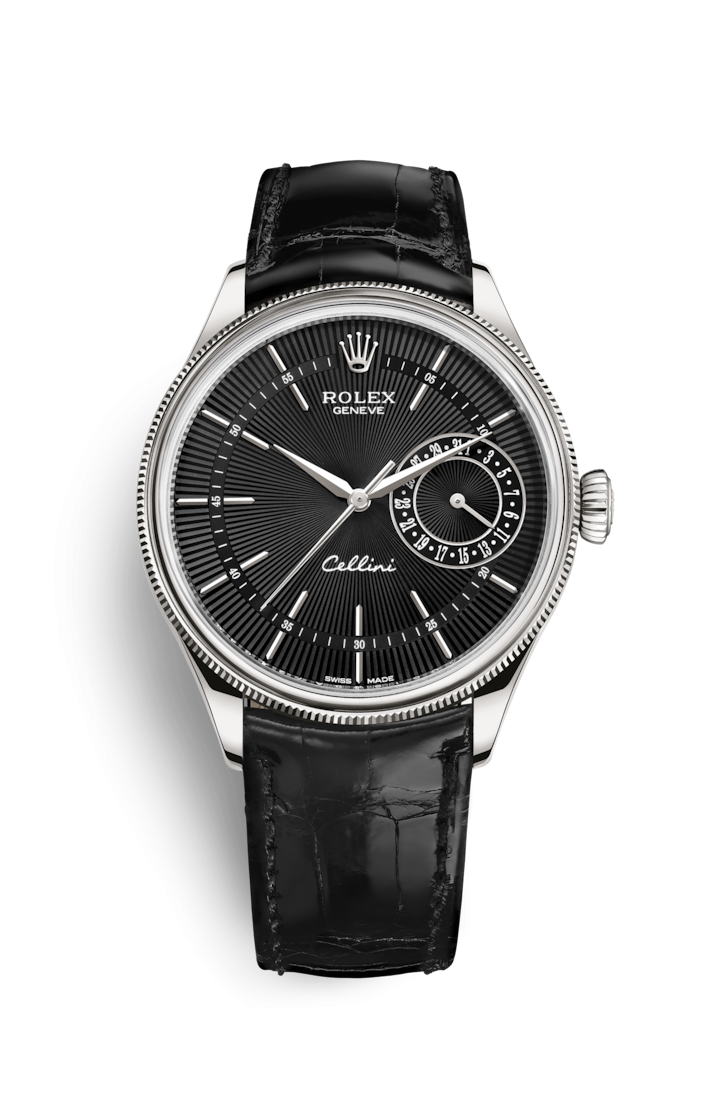 Rolex 50519-0007 : Cellini Date White Gold / Black / Alligator Black