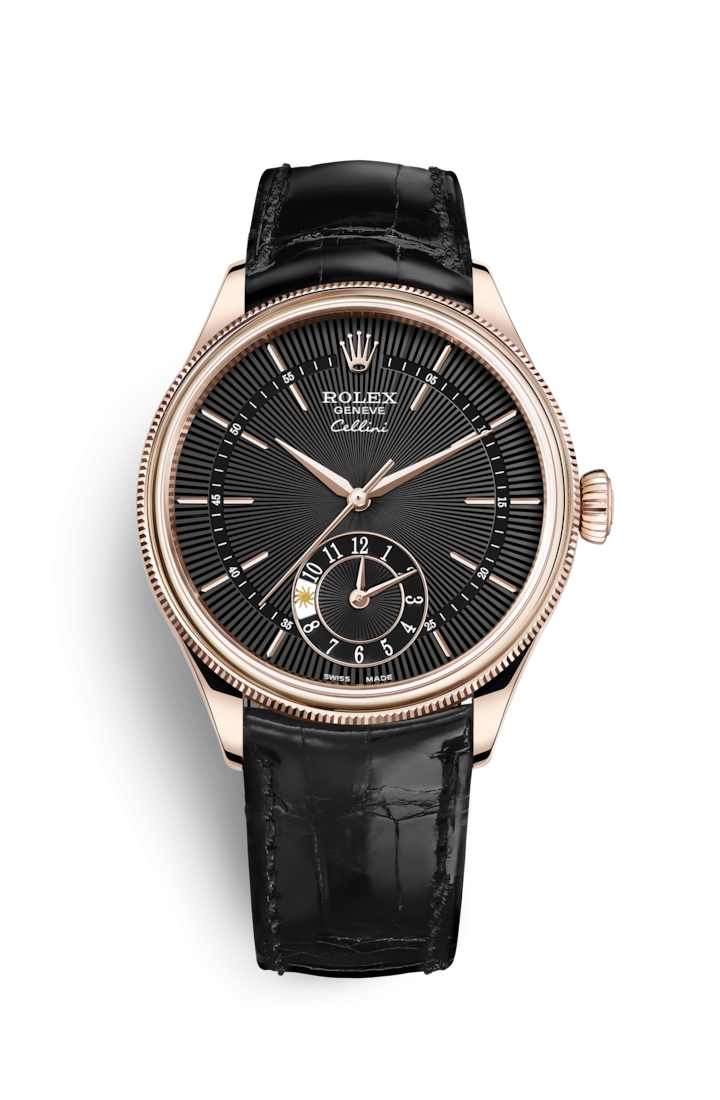 Rolex 50525-0011 : Cellini Dual Time Everose / Black / Alligator Black