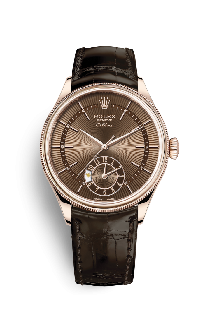 Rolex 50525-0015 : Cellini Dual Time Everose / Brown / Alligator Brown