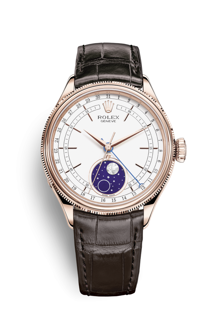 Rolex 50535-0002 : Cellini Moonphase Everose / White / Alligator