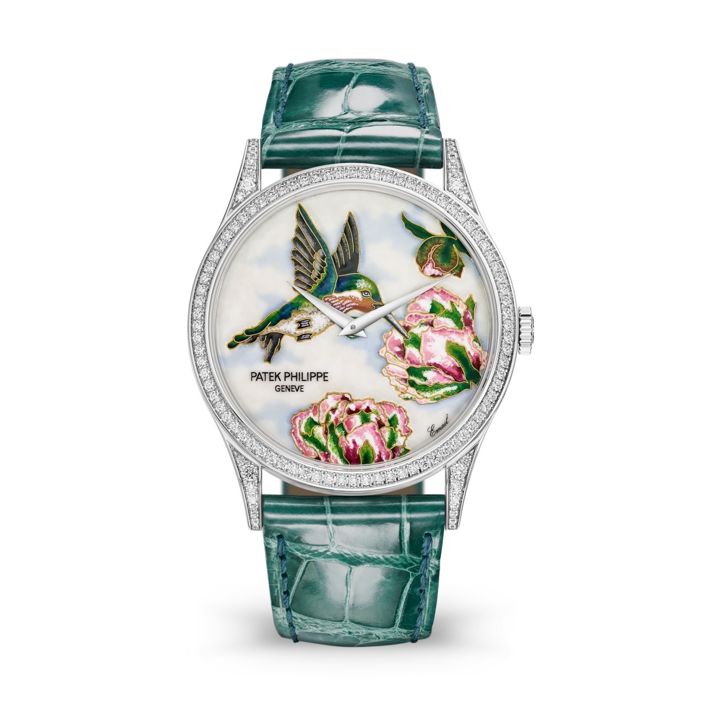 Patek Philippe 5077/100G-042 : Calatrava 5077 White Gold / Diamond / Hummingbirds