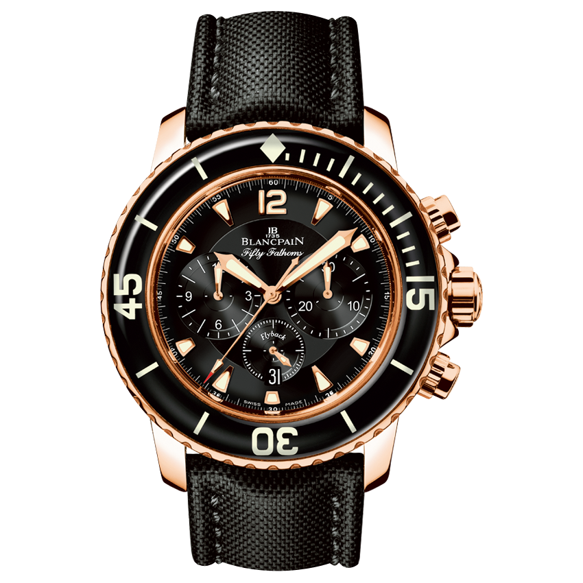 Blancpain 5085F-3630-52 : Fifty Fathoms Chronographe Flyback Red Gold / Black / Black Canvas