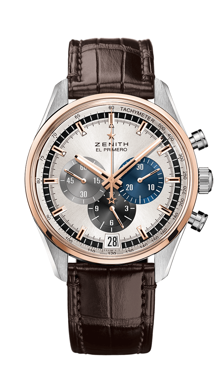 Zenith 51.2080.400/69.C494 : El Primero Chronomaster 42 Stainless Steel / Rose Gold / Silver / Alligator