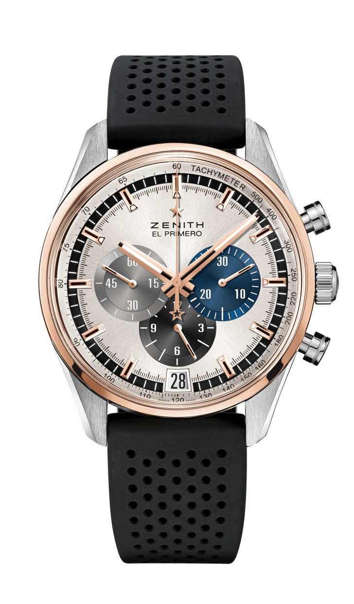Zenith 51.2080.400/69.R576 : El Primero Chronomaster 42 Stainless Steel / Rose Gold / Silver / Rubber