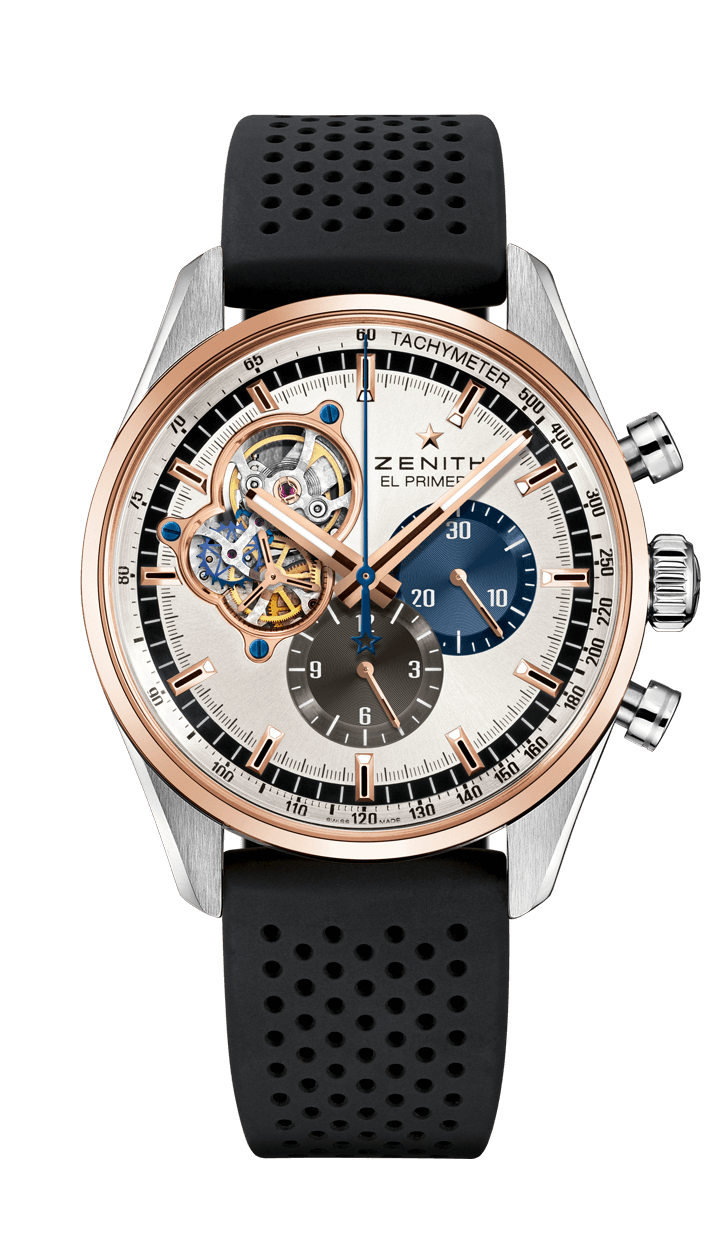 Zenith 51.2080.4061/69.R576 : El Primero Chronomaster Open Stainless Steel / Rose Gold / Silver 1969 / Rubber