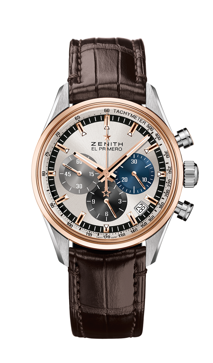 Zenith 51.2150.400/69.C713 : El Primero Chronomaster 38 Stainless Steel / Rose Gold / Silver / Alligator