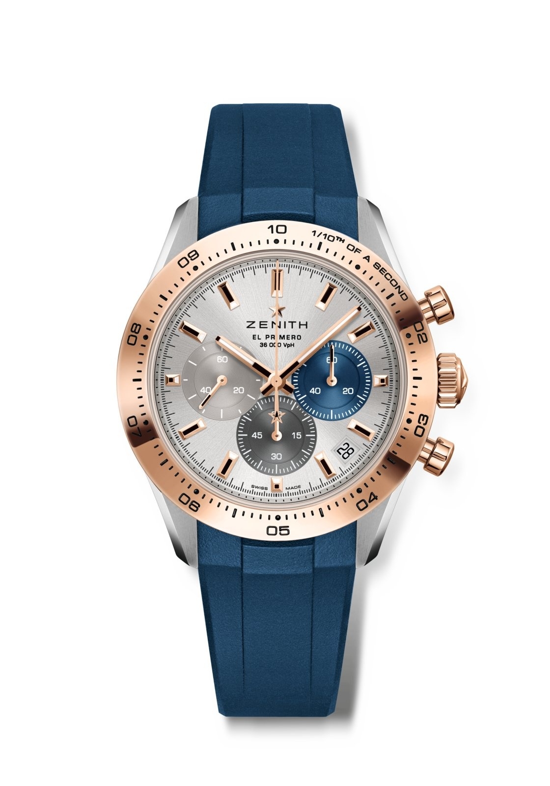Zenith 51.3100.3600/69.R950 : Chronomaster Sport Stainless Steel - Rose Gold / Silver / Rubber