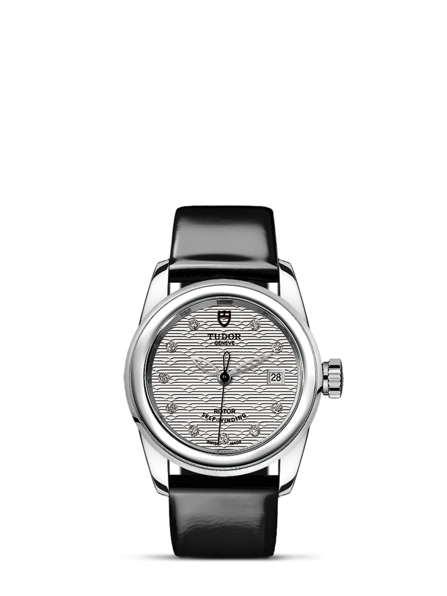 Tudor 51000-0021 : Glamour Date 26 Stainless Steel / Jacquard Silver-Diamond / Strap