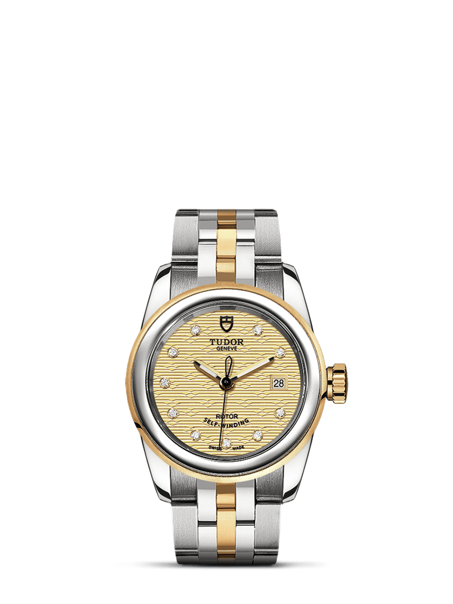 Tudor 51003-0005 : Glamour Date 26 Stainless Steel / Yellow Gold / Jacquard Champagne-Diamond / Bracelet