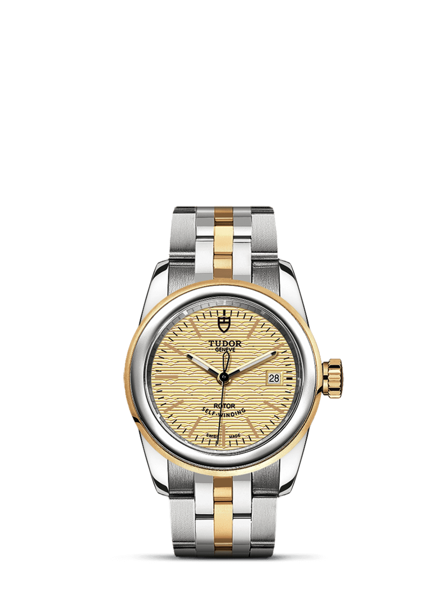 Tudor 51003-0006 : Glamour Date 26 Stainless Steel / Yellow Gold / Jacquard Champagne / Bracelet