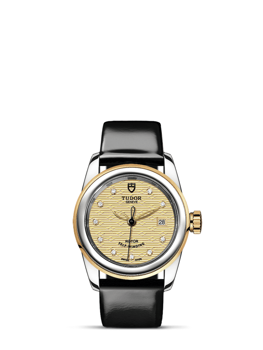 Tudor 51003-0021 : Glamour Date 26 Stainless Steel / Yellow Gold / Jacquard Champagne-Diamond / Strap