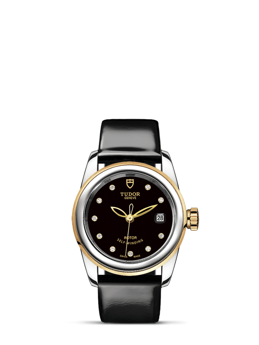 Tudor 51003-0023 : Glamour Date 26 Stainless Steel / Yellow Gold / Black-Diamond / Strap