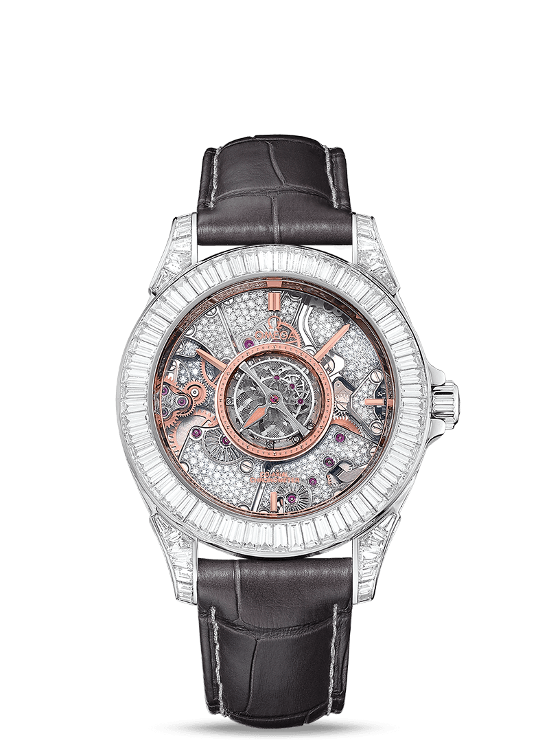 Omega 513.98.39.21.56.001 : De Ville Tourbillon Co-Axial Platinum / Baguette / Snow / Omega Boutique