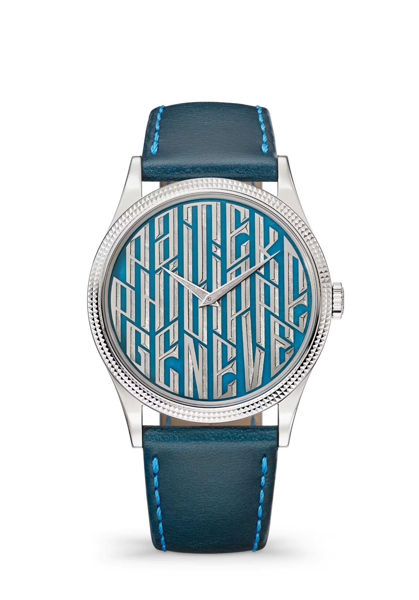 Patek Philippe 5177G-056 : Calatrava 5177 White Gold / Blue Typography