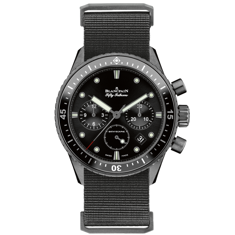 Blancpain 5200-0130-NABA : Fifty Fathoms Bathyscaphe Flyback Chronograph Black Ceramic / Black / Black Nato