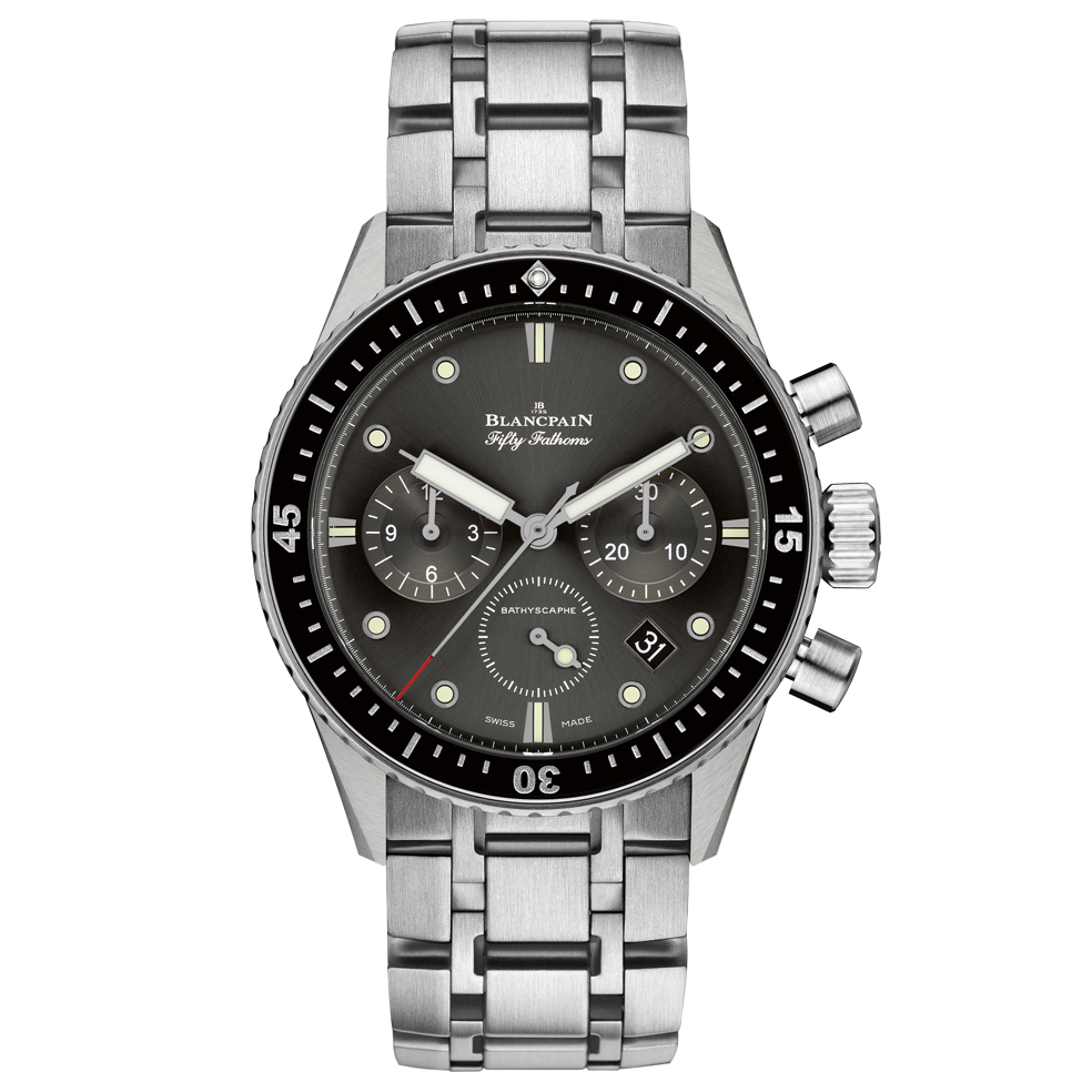 Blancpain 5200-1110-70B : Fifty Fathoms Bathyscaphe Flyback Chronograph Stainless Steel / Grey / Bracelet