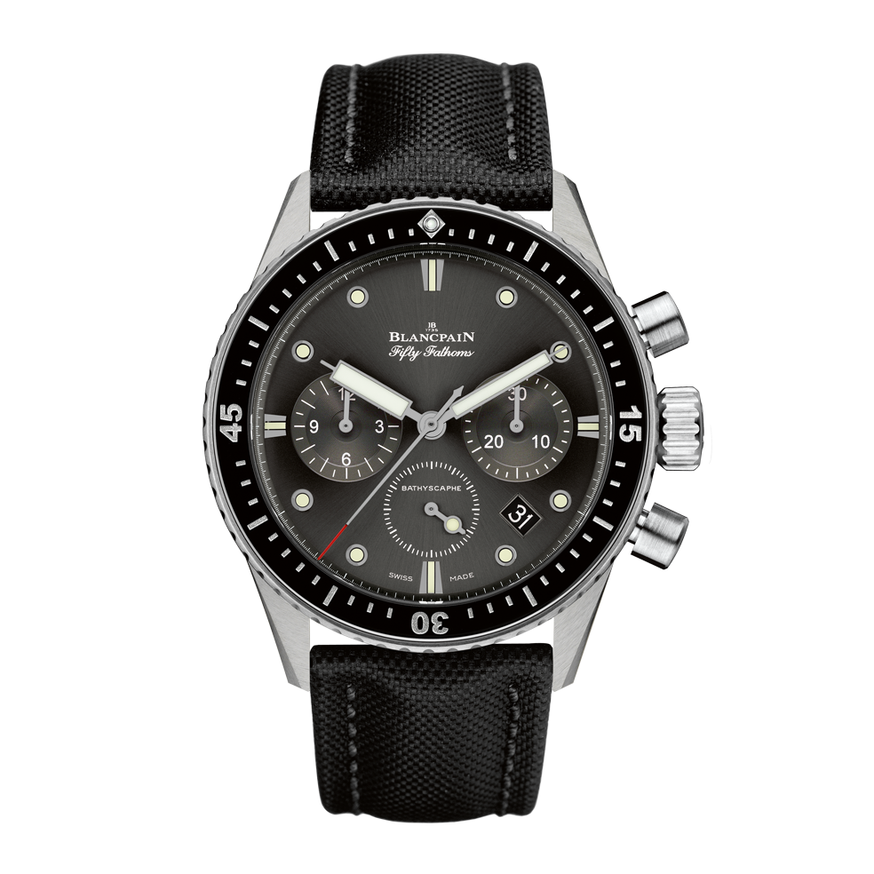 Blancpain 5200-1110-B52A : Fifty Fathoms Bathyscaphe Flyback Chronograph Stainless Steel / Grey / Black Canvas