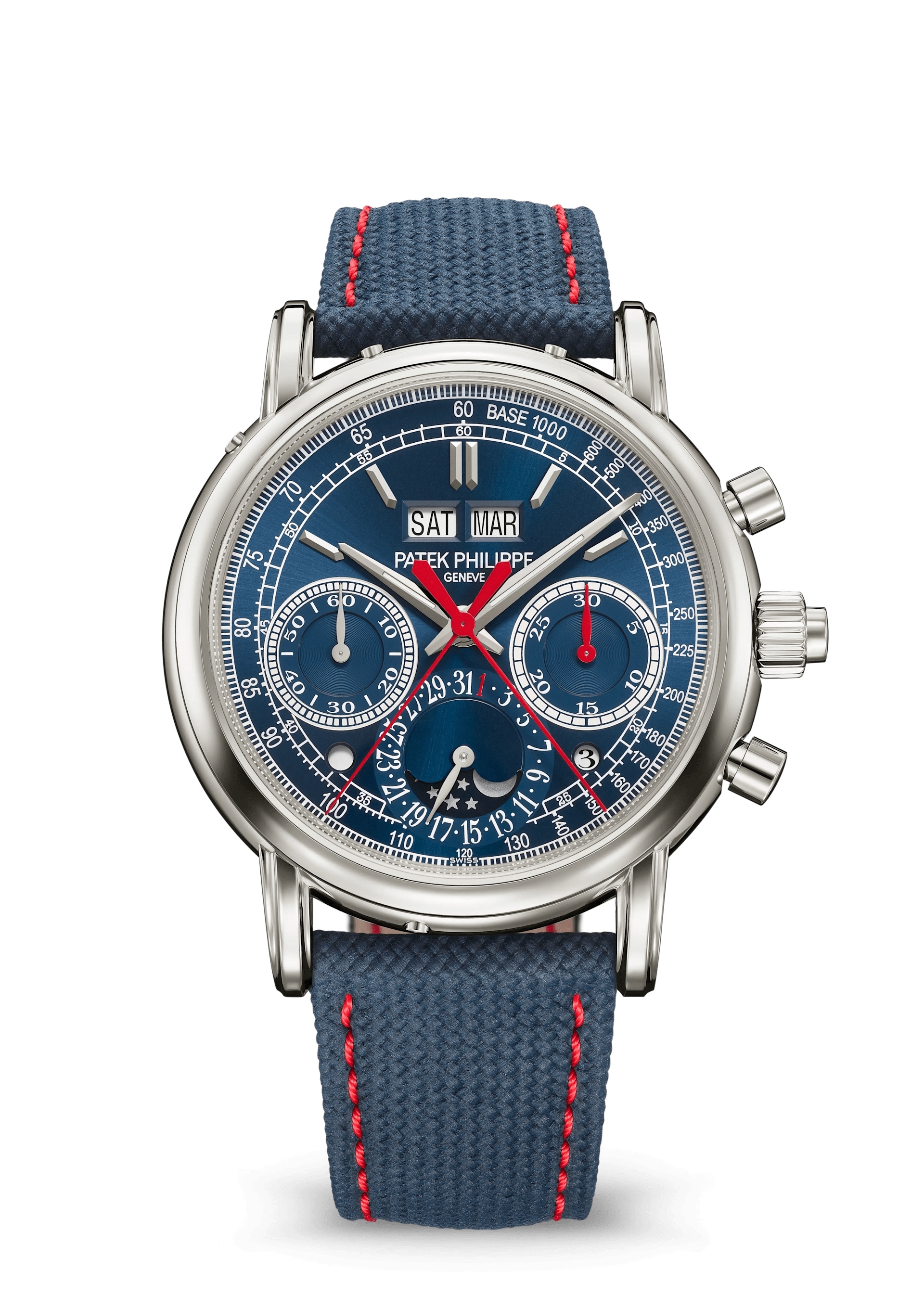 Patek Philippe 5204G-010 : Perpetual Calendar Split-Seconds Chronograph 5204 White Gold / Blue