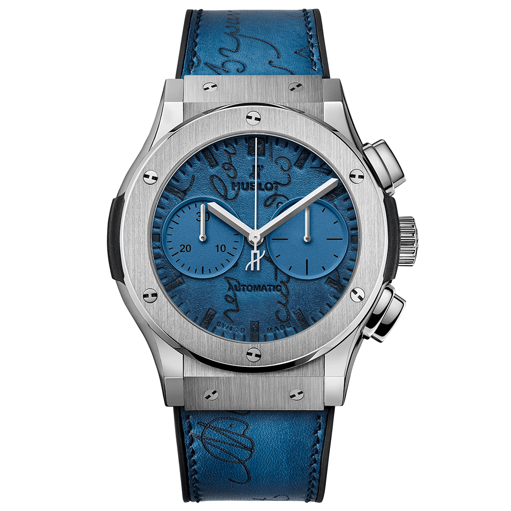 Hublot 521.NX.050B.VR.BER18 : Classic Fusion 45 Chronograph Berluti Scritto Ocean Blue