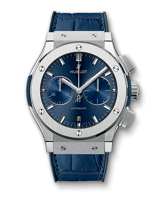 Hublot 521.NX.7170.LR : Classic Fusion 45 Chronograph Titanium / Blue / Alligator